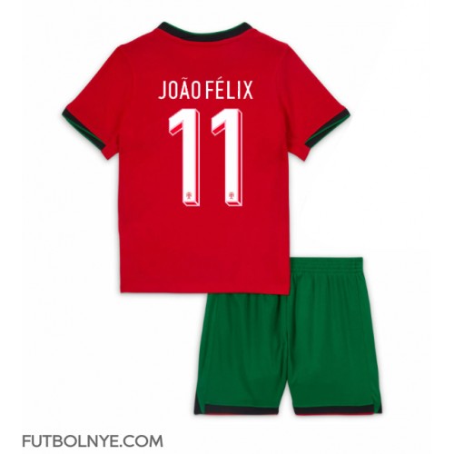 Camiseta Portugal Joao Felix #11 Primera Equipación para niños Eurocopa 2024 manga corta (+ pantalones cortos)